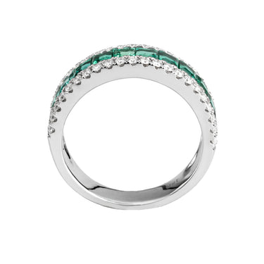 18K White Gold 0.60ct Emerald and Diamond Ring - 20687182 - H&H Jewellery Pty Ltd