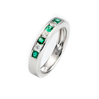 18K White Gold 0.30ct Emerald and Diamond Ring - 20501198 - H&H Jewellery Pty Ltd