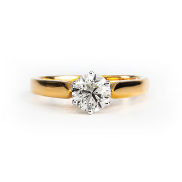 18K Yellow and White Gold 1.00CT Solitaire Diamond Engagement Ring | Diamond Rings Melbourne | Engagement Rings Melbourne | Wedding Rings Melbourne | H&H Jewellery