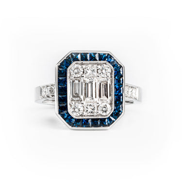 18K White Gold 1.09ct Sapphire and Diamond Ring | Sapphire Engagement Rings | Sapphire Jewellery Melbourne | Sapphire Jewellery Australia | Sapphire Wedding Rings | H&H Jewellery 