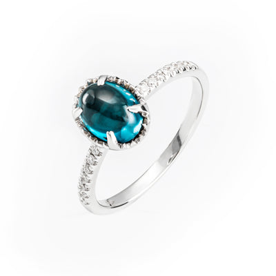 18K White Gold 1.82ct London Blue Topaz and Diamond Ring - 20694104 - H&H Jewellery Pty Ltd