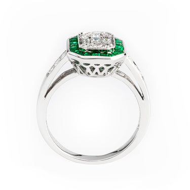 18K White Gold 0.56ct Emerald & Diamond Ring | Emerald Engagement Rings Melbourne | Emerald Engagement Rings Australia | H&H Jewellery
