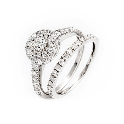 10K White Gold Tdw.1.00ct Diamond Bridal Set | Diamond Rings Melbourne | Engagement Rings Melbourne | Wedding Rings Melbourne | H&H Jewellery
