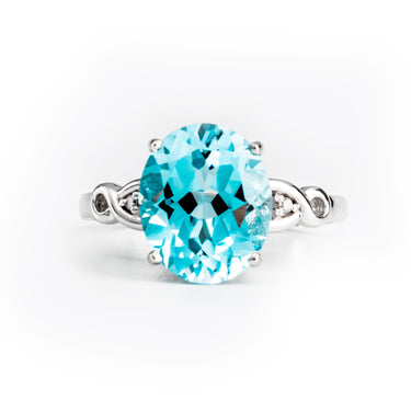 9K White Gold 5.00ct Blue Topaz and Diamond Ring - 20538675 - H&H Jewellery Pty Ltd
