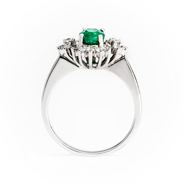 18K White Gold 0.98ct Emerald & Diamond Ring | Emerald Engagement Rings Melbourne | Emerald Engagement Rings Australia | H&H Jewellery