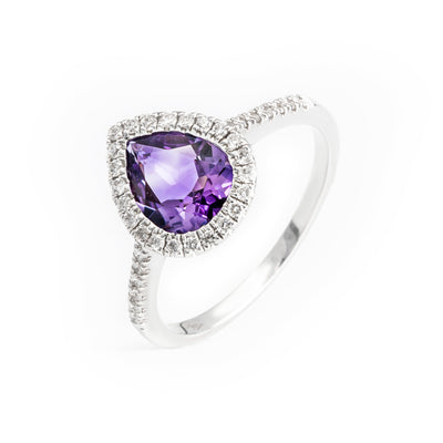 18K White Gold 1.30CT Amethyst and Diamond Engagement Ring | Amethyst Engagement Rings Melbourne | Engagement Rings Melbourne | Wedding Rings Melbourne | H&H Jewellery