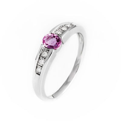 9K White Gold 0.30ct Pink Sapphire and Diamond Ring - 20685423 - H&H Jewellery Pty Ltd