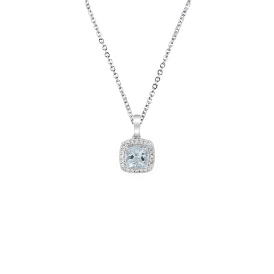 9K White Gold Aquamarine and Diamond Pendant - 20718657 - H&H Jewellery Pty Ltd