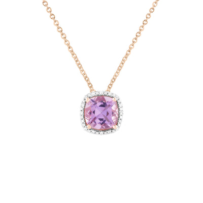 9K Rose Gold Amethyst and Diamond Pendant - 20717209 - H&H Jewellery Pty Ltd