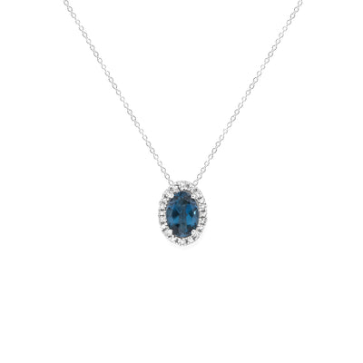 9K White Gold London Blue Topaz and Diamond Pendant - 20717216 - H&H Jewellery Pty Ltd