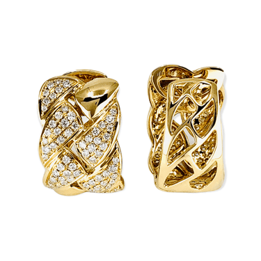 18K Yellow Gold Tdw. 1.01ct Diamond Huggies  Earrings - 20719425 - H&H Jewellery Pty Ltd