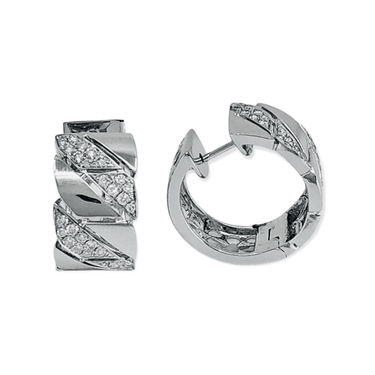 18K White Gold Tdw. 0.65ct Diamond Huggie Earrings - 20719401 - H&H Jewellery Pty Ltd