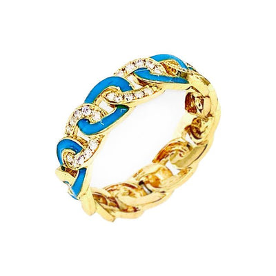 18K Yellow Gold Blue Enamel and Diamond Ring - 20719371 - H&H Jewellery Pty Ltd