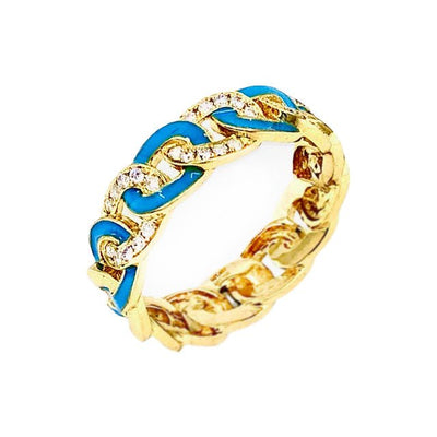 18K Yellow Gold Blue Enamel and Diamond Ring - 20719371 - H&H Jewellery Pty Ltd