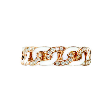 18K Rose Gold White Enamel and Diamond Ring - 20719364 - H&H Jewellery Pty Ltd