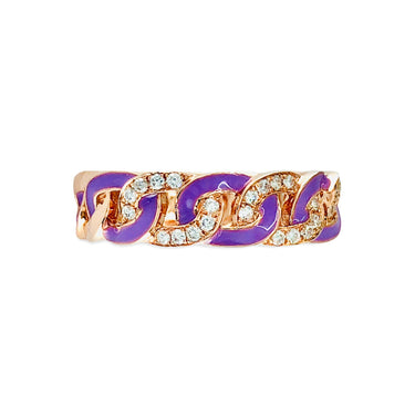 18K Rose Gold Purple Enamel and Diamond Ring - 20719388 - H&H Jewellery Pty Ltd