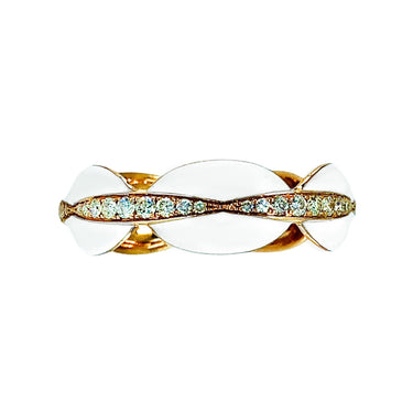 18K Rose Gold White Enamel and Diamond Ring - 20719333 - H&H Jewellery Pty Ltd
