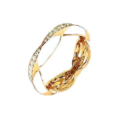 18K Rose Gold White Enamel and Diamond Ring - 20719333 - H&H Jewellery Pty Ltd