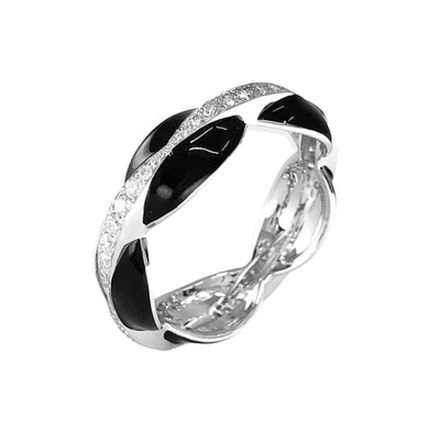 18K White Gold Black Enamel and Diamond Ring - 20719326 - H&H Jewellery Pty Ltd