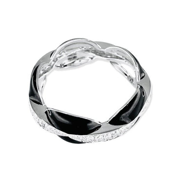 18K White Gold Black Enamel and Diamond Ring - 20719326 - H&H Jewellery Pty Ltd