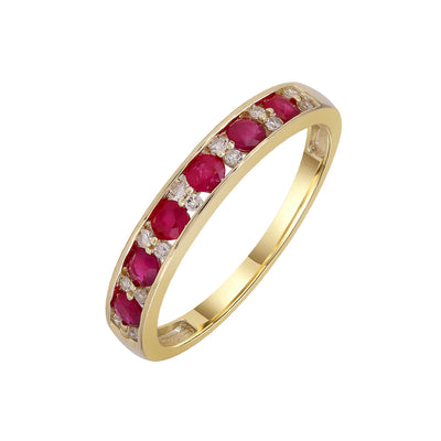 9K Yellow Gold Ruby and Diamonds Band Ring - 20710538 - H&H Jewellery Pty Ltd