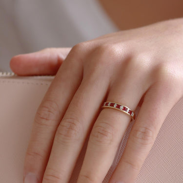 9K Yellow Gold Ruby and Diamonds Band Ring - 20710538 - H&H Jewellery Pty Ltd