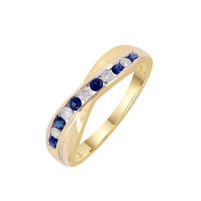 9K Yellow Gold Sapphire and Diamond Ring -20713607 - H&H Jewellery Pty Ltd