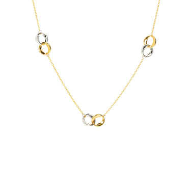 9K Yellow And White Gold Double Ring Necklace - WSGD90188.BIC - H&H Jewellery Pty Ltd