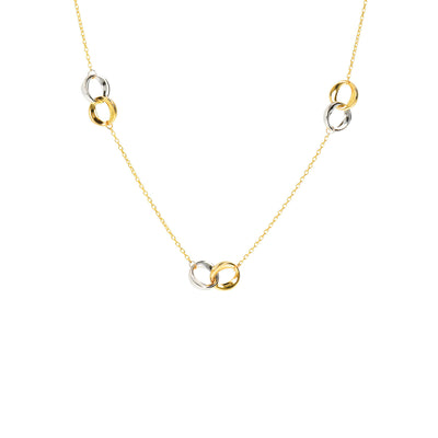 9K Yellow And White Gold Double Ring Necklace - WSGD90188.BIC - H&H Jewellery Pty Ltd