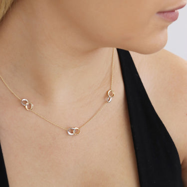 9K Yellow And White Gold Double Ring Necklace - WSGD90188.BIC - H&H Jewellery Pty Ltd