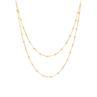 9K Yellow Gold Beaded Double Chain Necklace - WSGD90302.YG - H&H Jewellery Pty Ltd