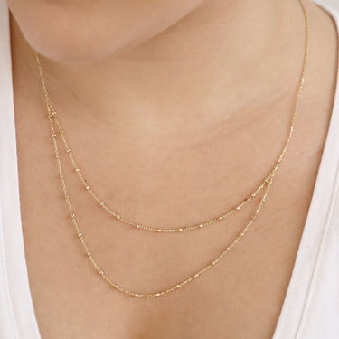 9K Yellow Gold Beaded Double Chain Necklace - WSGD90302.YG - H&H Jewellery Pty Ltd