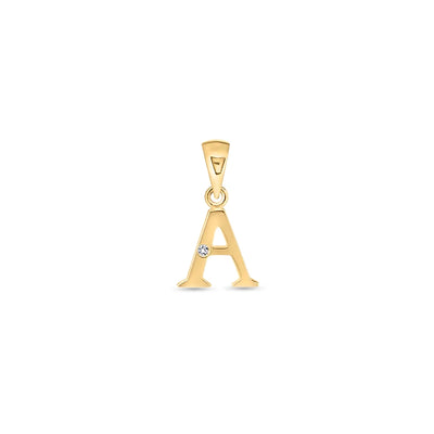 9K Gold Single Diamond 'A' Initial Pendant - DSNP-A - H&H Jewellery Pty Ltd