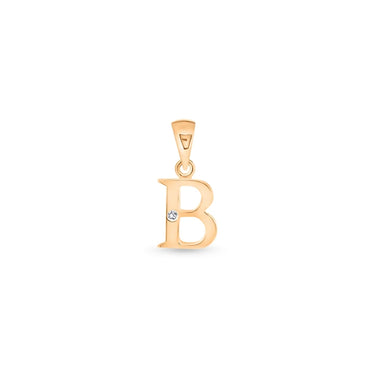 9K Gold Single Diamond 'B' Initial Pendant - DSNP-B - H&H Jewellery Pty Ltd