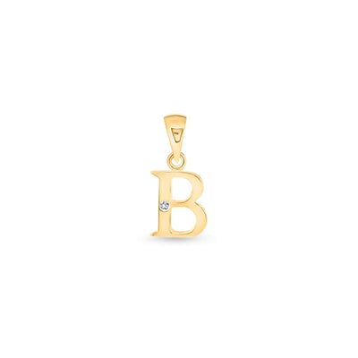 9K Gold Single Diamond 'B' Initial Pendant - DSNP-B - H&H Jewellery Pty Ltd
