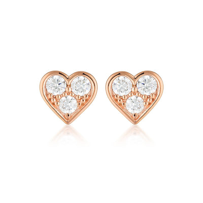 WHITE CZ ROSE GOLD 20MILS EARRING - H&H Jewellery Pty Ltd