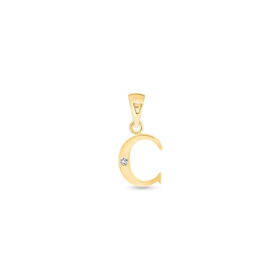 9K Gold Single Diamond 'C' Initial Pendant - DSNP-C - H&H Jewellery Pty Ltd
