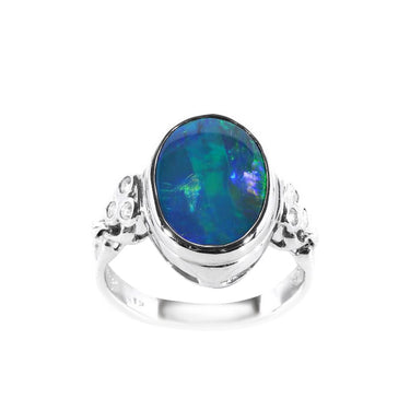 18K White Gold 3.87ct Solid Black Opal & Diamond Ring | Opal Jewellery Australia | Opal Necklaces & Pendant Melbourne | H&H Jewellery