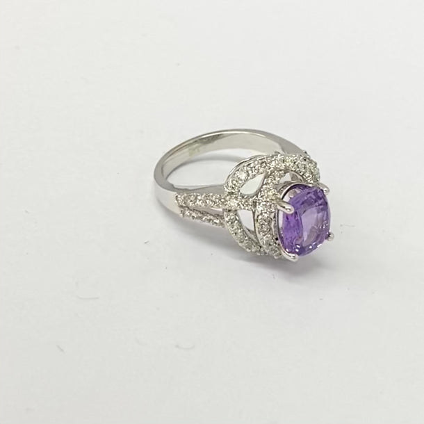 18K White Gold 7.19ct Purple Sapphire and Diamond Ring | Sapphire and Diamond Engagement Rings | Sapphire Wedding Rings Melbourne | H&H Jewellery