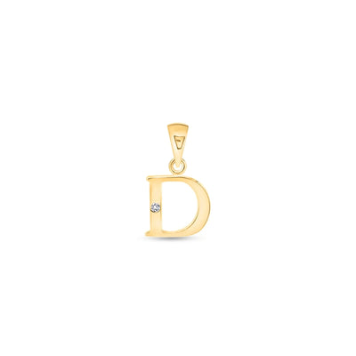 9K Gold Single Diamond 'D' Initial Pendant - DSNP-D - H&H Jewellery Pty Ltd