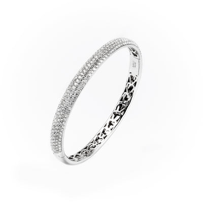 18K White Gold 3.35CT Pave Diamond Bangle | Gold and Diamond Tennis Bracelet Melbourne | Gold and Diamond Tennis Bracelet Australia | H&H Jewellery