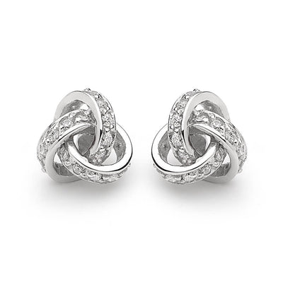 LOVE KNOT CLEAR CZ EARRINGS - H&H Jewellery Pty Ltd