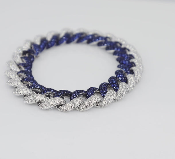 18K White Gold Sapphire and Diamond Bracelet | Diamond Tennis Bracelet Melbourne | Diamond Tennis Bracelet Australia | H&H Jewellery