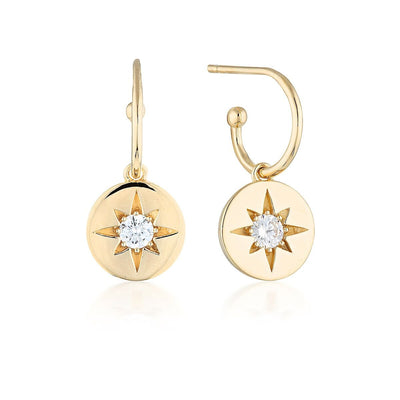 STELLAR LIGHTS GOLD DROP HOOP EARRINGS - H&H Jewellery Pty Ltd