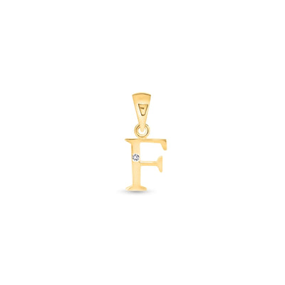 9K Gold Single Diamond 'F' Initial Pendant - DSNP-F - H&H Jewellery Pty Ltd