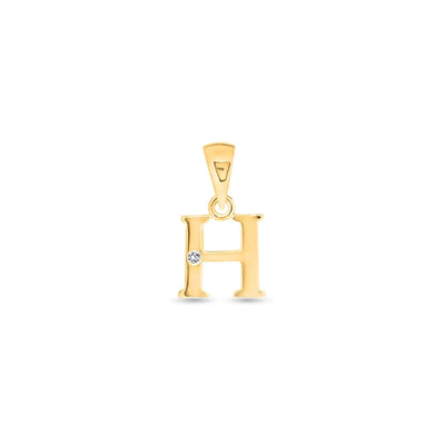9K Gold Single Diamond 'H' Initial Pendant - DSNP-H - H&H Jewellery Pty Ltd