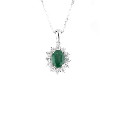 18K Gold 1.16ct Emerald & Diamond Cluster Pendant - 20579272 - H&H Jewellery Pty Ltd