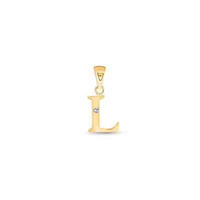 9K Gold Single Diamond 'L' Initial Pendant - DSNP-L - H&H Jewellery Pty Ltd