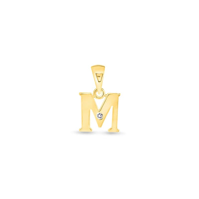 9K Gold Single Diamond 'M' Initial Pendant - DSNP-M - H&H Jewellery Pty Ltd