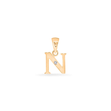 9K Gold Single Diamond 'N' Initial Pendant - DSNP-N - H&H Jewellery Pty Ltd